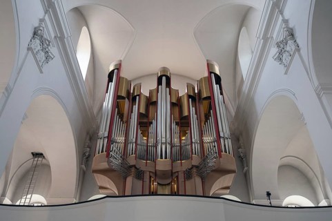 Organ loft of the Augustinian Church, Dominikanerplatz, Würzburg, Lower Franconia, Bavaria,