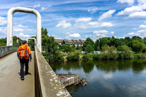 The Ruhr near Essen-Horst, Holtey floating bridge, Horster Ruhrbrücke campsite, North