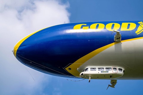 The Zeppelin NT, newly stationed at Essen/Mülheim Airport, undertakes sightseeing flights over the