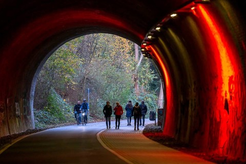 The Nordbahntrasse, a cycle path, footpath, on a former 22 KM long railway line, along the
