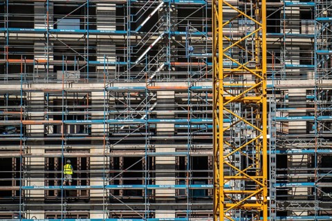 Construction site, at the Cologne Trade Fair Centre, new construction of a high-rise office