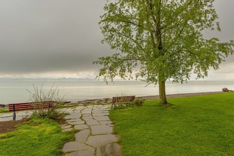Shore of Lake Constance after a thunderstorm in spring, Friedrichshafen, Lake Constance district,