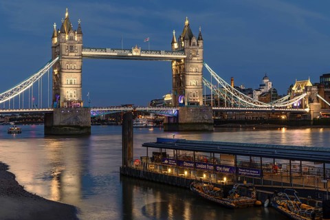 Tower Bridge and jetty, London, England, Great Britain, London, City of London, Great Britain