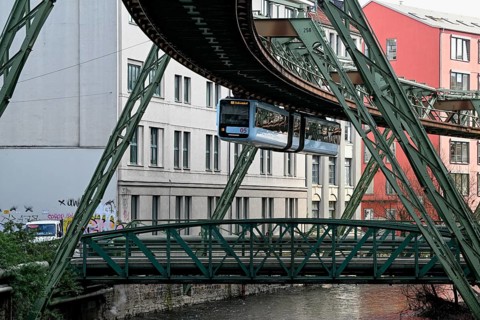 Suspension railway over the Wupper, Elberfeld district, Wuppertal, Bergisches Land, North