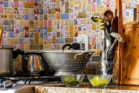 Real domestic scene of a kitchen and its utensils, Belo Horizonte, Minas Gerais, Brazil, South
