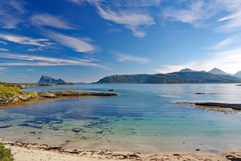 Crystal clear bays and sandy beaches on Sommarøy, summer, holiday, Troms og Finnmark, Norway,