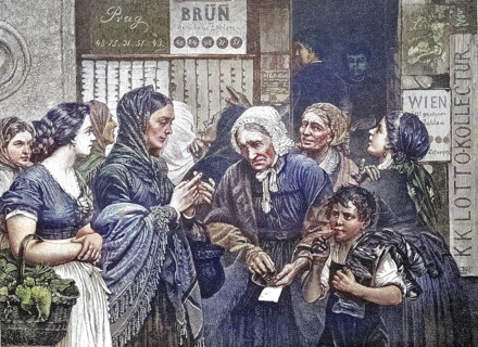 Gambling, Lottery players, Women spend their last money on lottery tickets, Prague, Czech Republic,