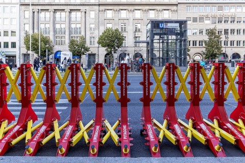 Protection against terrorist attacks in the capital. Mobile anti-terror blockade on the street