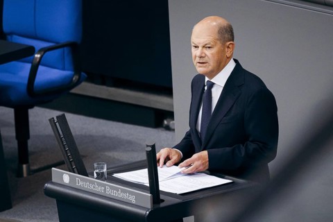 Federal Chancellor Olaf Scholz, (SPD), recorded during a government statement in the German