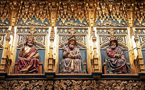 Royal figures in the Hall of Kings or Hall of Parliaments in the Alcazar, Segovia, province of