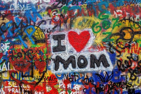 Graffiti on a wall in the Old Town, Prague, Czech Republic, Europe