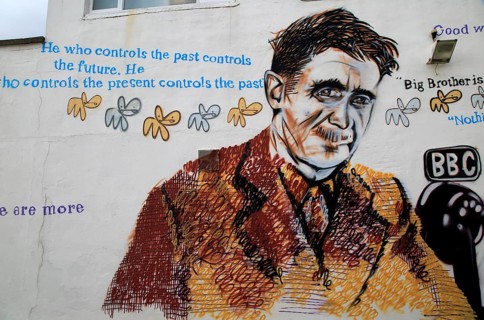 George Orwell mural picture Southwold, Suffolk, England, Uk by artist Charles Uzzell-Edwards