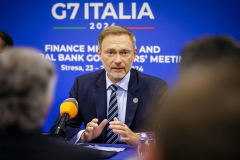 G7 Finance Ministers Meeting in Stresa. Christian Lindner (FDP), Federal Minister of Finance, here
