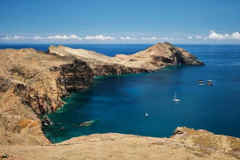 Madeira Island scenic rugged landscape, Ponta do Sao Lourenco cape, Miradouro do Abismo viewpoint.