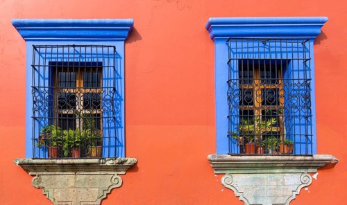 Oaxaca, Mexico, Scenic old city streets and colorful colonial buildings in historic city center,