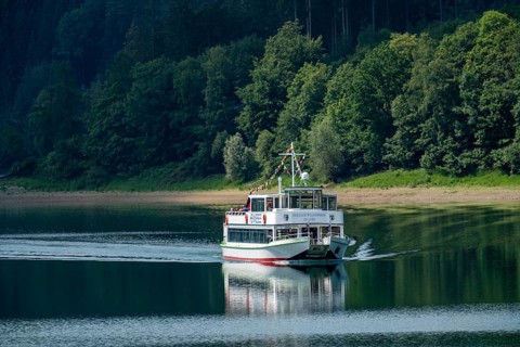 The Hennesee, Hennetalsperre in the Sauerland, excursion boat, lake tour, MS Hennesee,