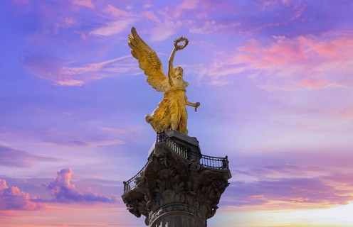 Mexico City, Mexico, 2 June, 2023: Mexico City tourist attraction Angel of Independence column near
