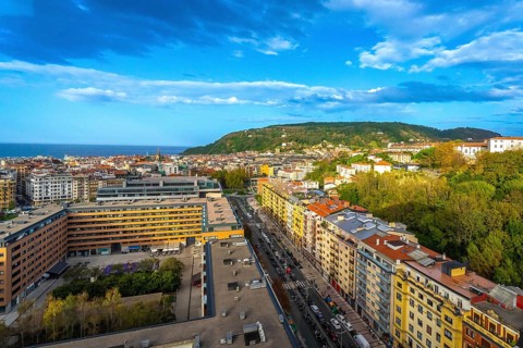 Aerial view from the balconies of San Sebastian, Donostia, in the Egia district, Basque Country