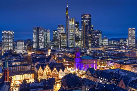 St Paul's Church in Frankfurt am Main will be illuminated in blue in the middle of the Christmas