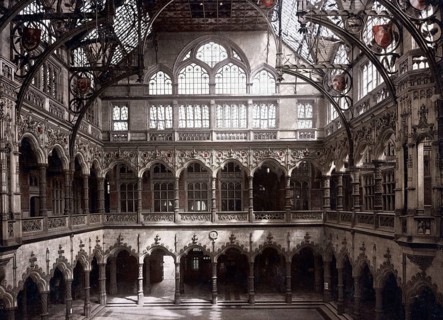 The Stock Exchange, Interior view, Anvers, France, Historical, digitally restored reproduction from