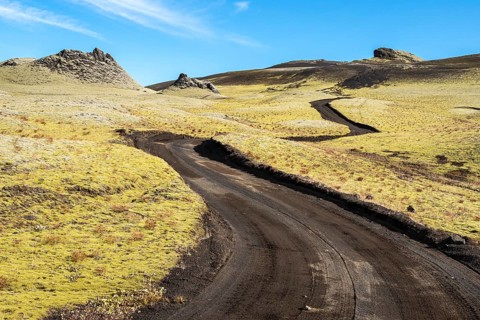 Uxatindar mountain range at the Skafta river, view from road F206, Laki tourist road, Iceland,