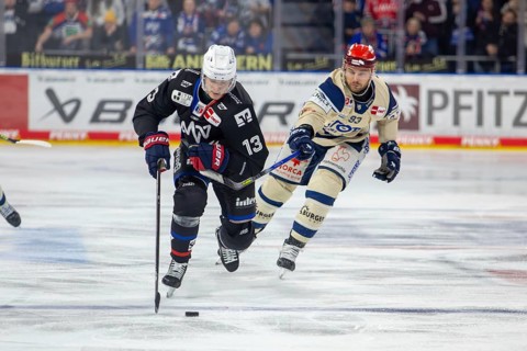 DEL, German Ice Hockey League season 2024/25, matchday 38: Adler Mannheim against Schwenninger Wild