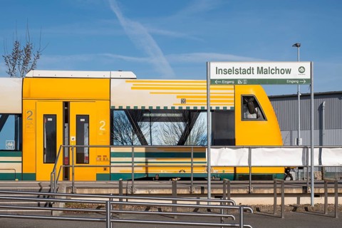 Local train RB15 at the stop Inselstadt Malchow, Südbahn, Ostdeutsche Eisenbahn GmbH, Malchow,