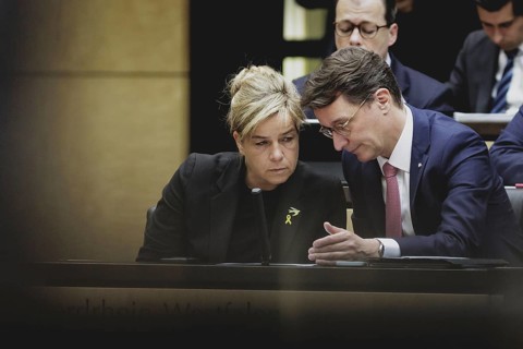 Hendrik Wüst, CDU, Minister-President of North Rhine-Westphalia, recorded during a meeting of the