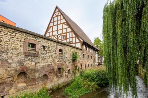 Old Town Stockleffmühle am Mühlgraben, Townscape Göttingen, Göttingen, Lower Saxony, Germany,