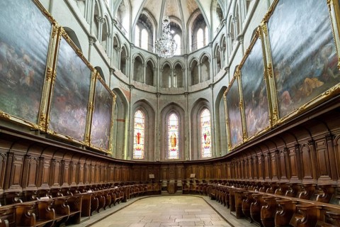 Saint-Antoine l'Abbaye labeled Les Plus Beaux Villages de France. Interior of the Abbey Church