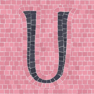 Mosaic tiles letter U. EPS 10 editable flat design vector seamless horizontal pattern