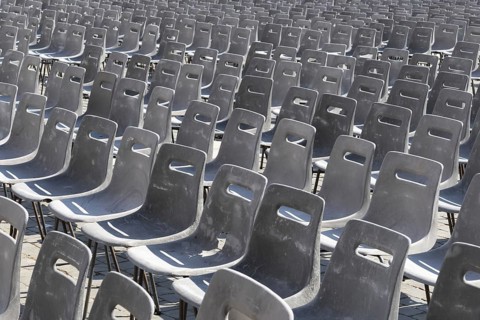 Empty chairs, here in St Peter's Square in Rome in front of a papal audience, Vatican, Italy,