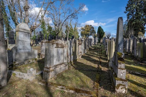Old graves at the Israeli cemetery, inaugurated in 1882, Werner-von Siemens Str. 2, Würzburg, Lower