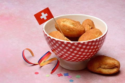 Schenkeli in a bowl, sweet pastry for the carnival season, Switzerland, Europe