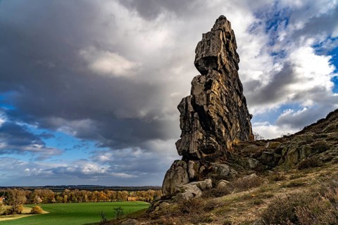 The Devil's Wall rock formation in the Harz district near Thale and Weddersleben, Saxony-Anhalt,