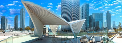 Israel, Tel Aviv financial business district skyline with shopping malls and high tech offices,