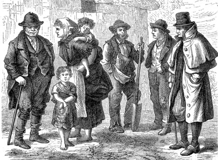People, Country people from Ireland in 1870, Historical, digital reproduction of an original from