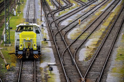 Shunting locomotive, diesel locomotive, Captrain G6, private railway company, at the Mülheim-Styrum