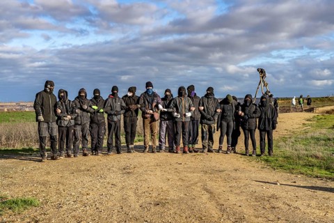 Start of the eviction of the hamlet Lützerath at the lignite mine Garzweiler 2, activists try to