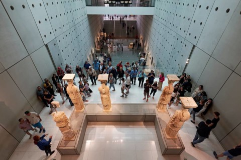 Caryatids, female statues from the Erechteion, Acropolis Museum, architect Bernard Tschumi, Athens,
