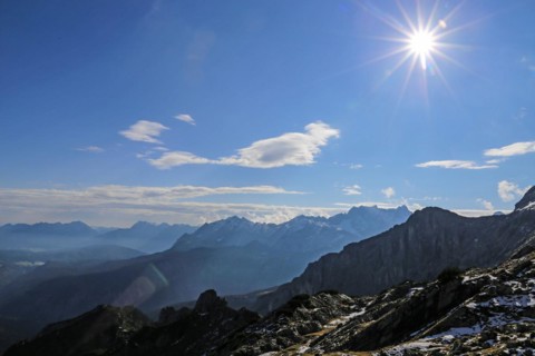 Alpine panorama from the Alpspitzbahn mountain station in Garmisch