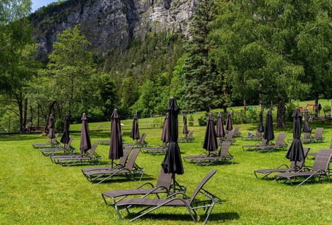 Swimming pool at Lake Thumsee, Bad Reichenhall, Bavaria, Germany, Europe