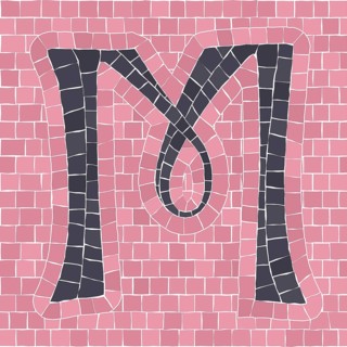 Mosaic tiles letter M. EPS 10 editable flat design vector seamless horizontal pattern