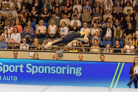 Olympic qualification in apparatus gymnastics in Rüsselsheim Picture: Pauline shepherd-Betz on the