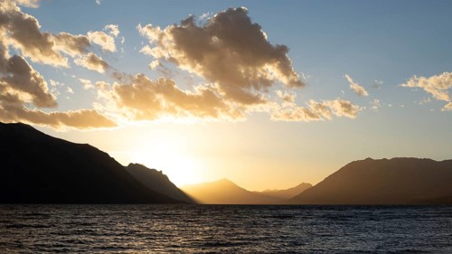 Sunset at Lake Huechulafquen in Lanin National Park, Patagonia, Argentina, South America