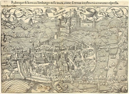Town map of Rouffach, Rufach, in 1548, today Departement Haut-Rhin, France, reproduction from a