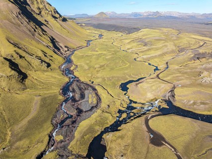Road F232 Öldufellsleid, ford at waterfall of river bláfjallakvísl, along northern slopes of