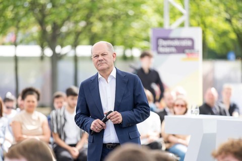 Olaf Scholz (Federal Chancellor, SPD) at the Germany Dialogue on the topic Together for Democracy