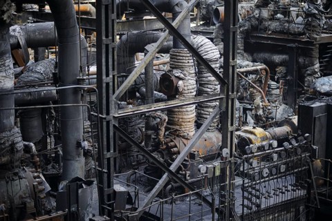 Annalena Bärbock (Alliance 90/The Greens), Federal Foreign Minister, visits a power plant destroyed