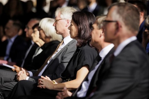 Annalena Bärbock (Bündnis 90/Die Grünen), Federal Foreign Minister, pictured at a commemorative